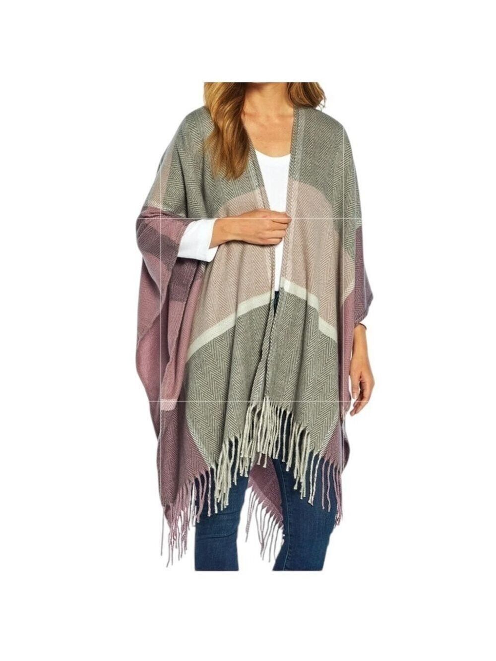 Woolrich Brushed Woven Blanket Wrap in Reagan OS NWOT